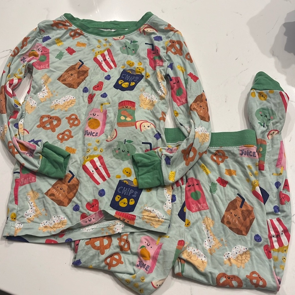 3T long sleeve little Sleepies snacks print